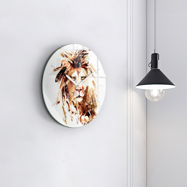 Horloge ronde 'Illustration d''un lion brun'
