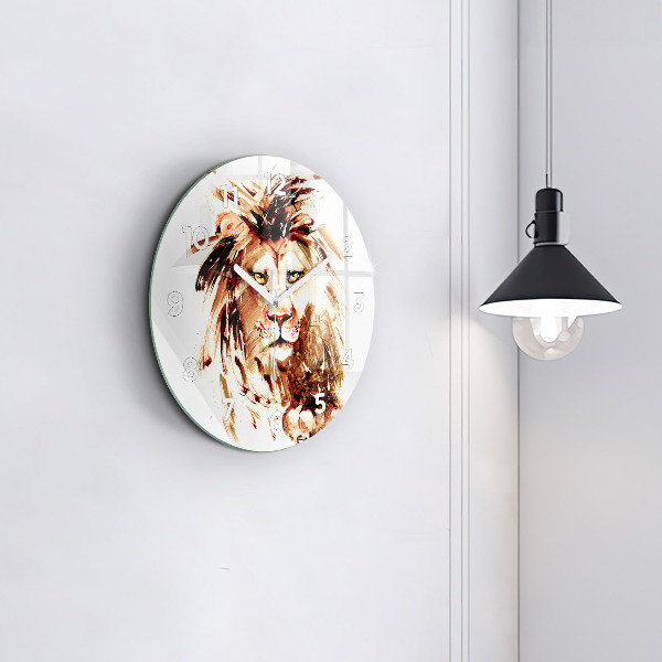 Horloge ronde 'Illustration d''un lion brun'