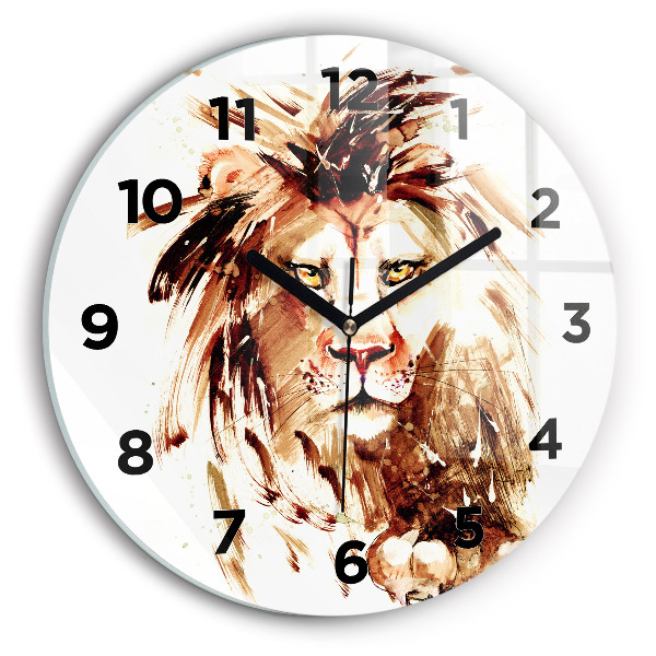Horloge ronde 'Illustration d''un lion brun'