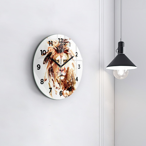 Horloge ronde 'Illustration d''un lion brun'