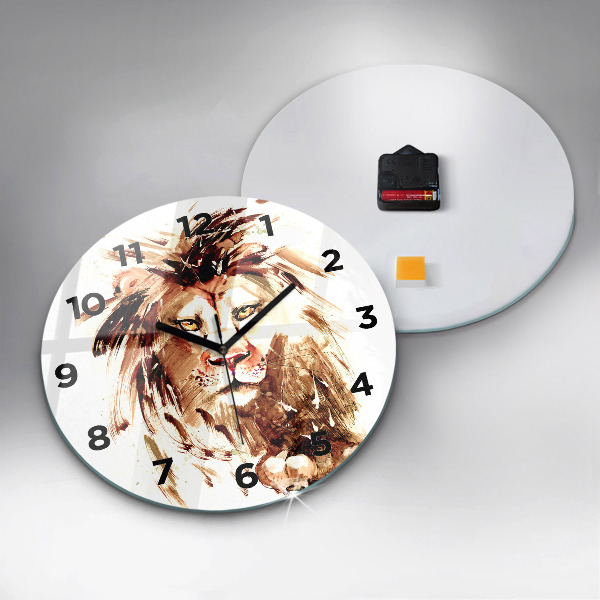 Horloge ronde 'Illustration d''un lion brun'