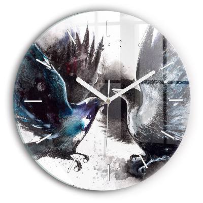 Horloge ronde Oiseaux peints