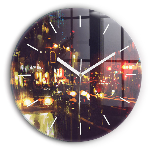 Horloge ronde Ville peinte