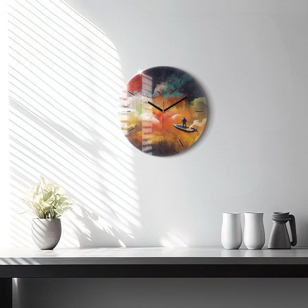 Horloge ronde Peinture abstraite