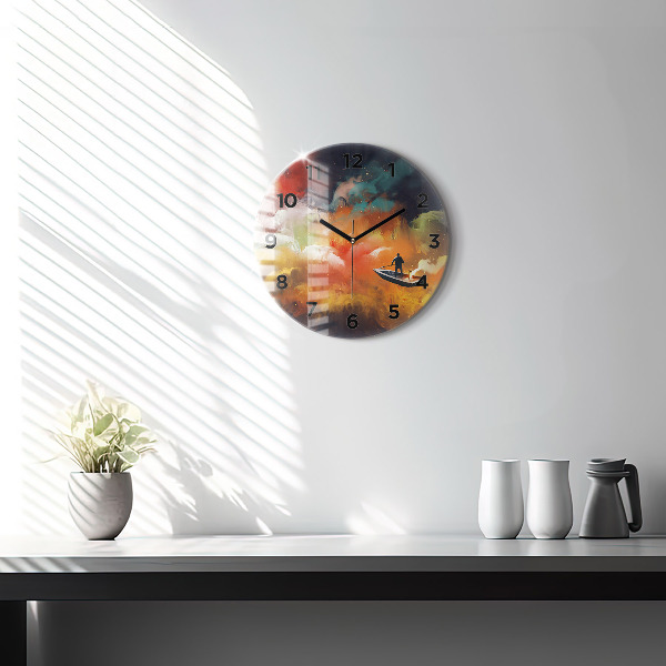 Horloge ronde Peinture abstraite