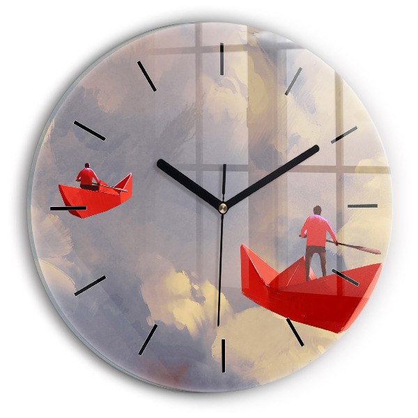 Horloge ronde bateaux en papier