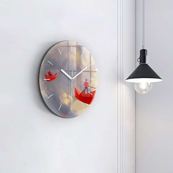 Horloge ronde bateaux en papier