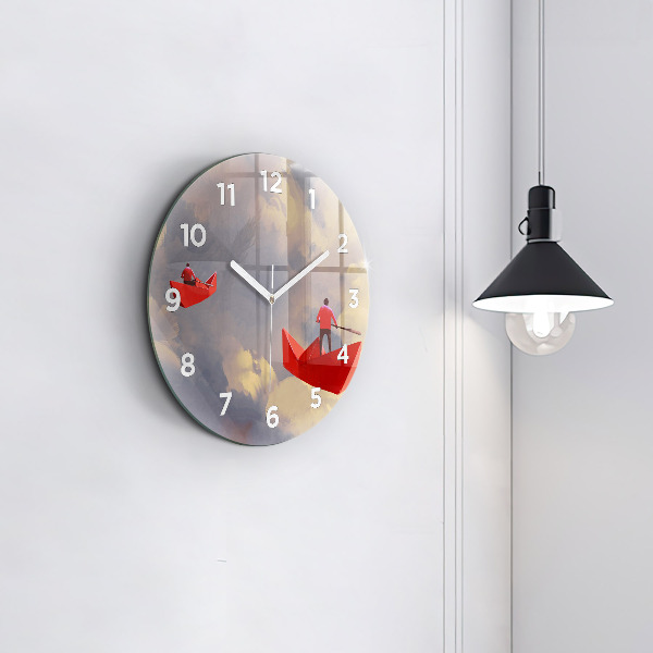 Horloge ronde bateaux en papier