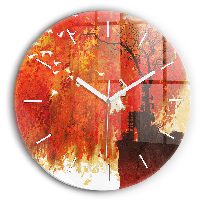 Horloge ronde Mariée en automne