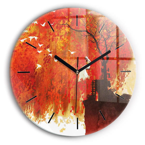 Horloge ronde Mariée en automne
