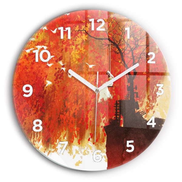 Horloge ronde Mariée en automne