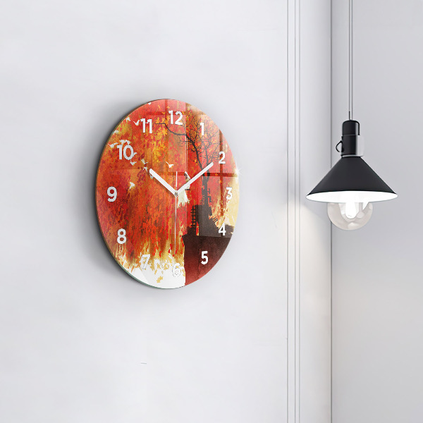 Horloge ronde Mariée en automne