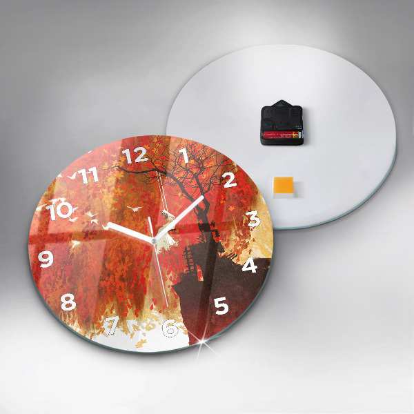 Horloge ronde Mariée en automne