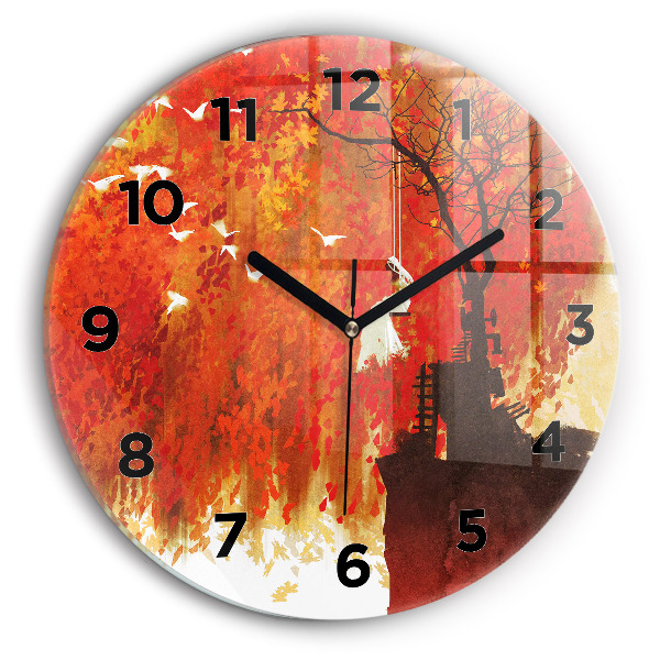 Horloge ronde Mariée en automne