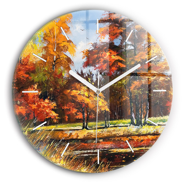 Horloge ronde 'Paysage d''automne avec une rivière'