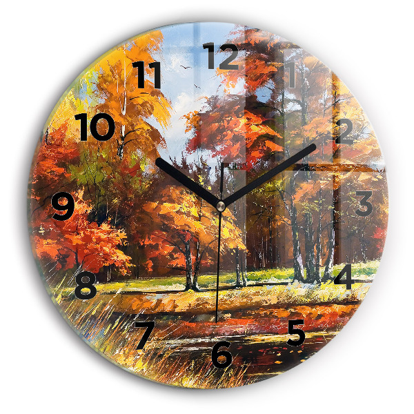 Horloge ronde 'Paysage d''automne avec une rivière'