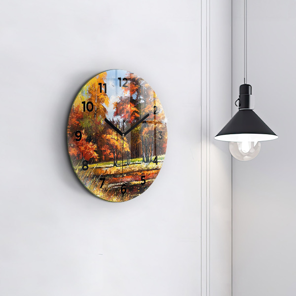 Horloge ronde 'Paysage d''automne avec une rivière'