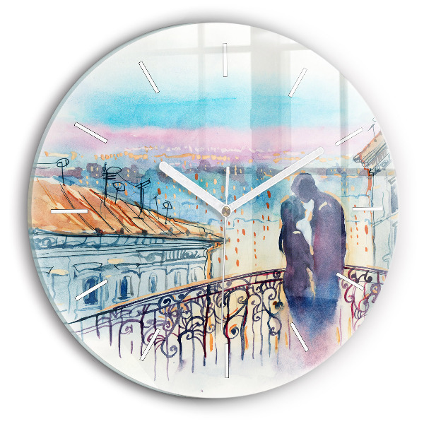 Horloge ronde 'Personnages à l''aquarelle'