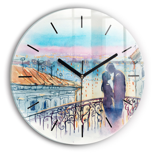 Horloge ronde 'Personnages à l''aquarelle'