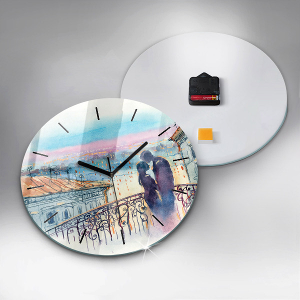 Horloge ronde 'Personnages à l''aquarelle'