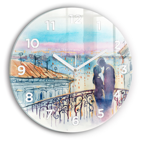 Horloge ronde 'Personnages à l''aquarelle'