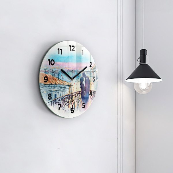 Horloge ronde 'Personnages à l''aquarelle'
