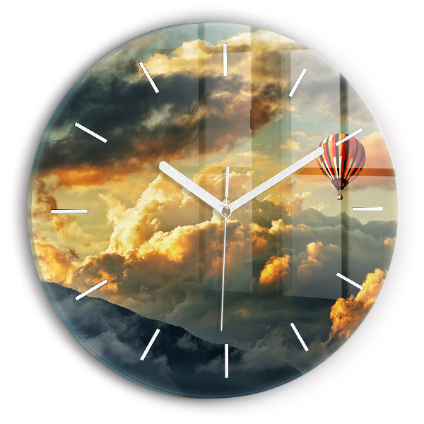 Horloge ronde Vol en montgolfière dans les nuages
