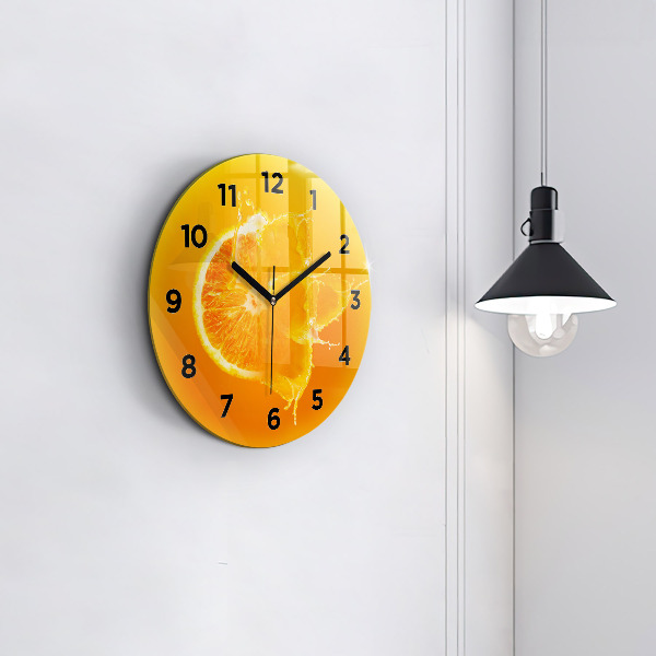 Pendule murale ronde Orange