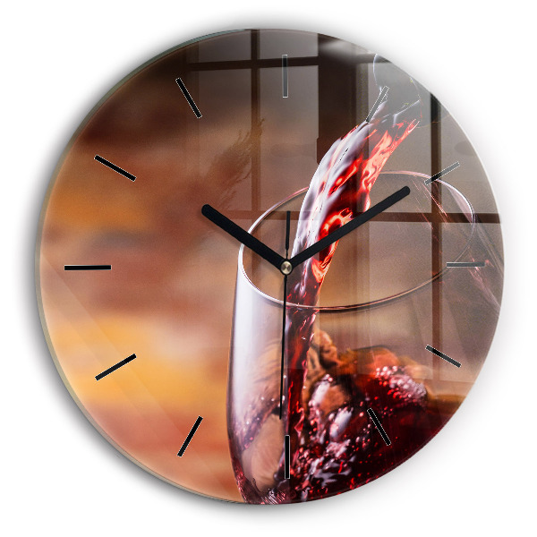 Pendule murale ronde Un verre de vin rouge