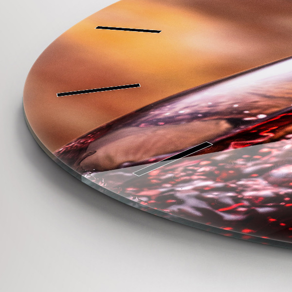 Pendule murale ronde Un verre de vin rouge