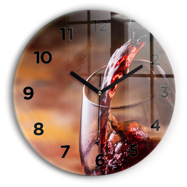 Pendule murale ronde Un verre de vin rouge