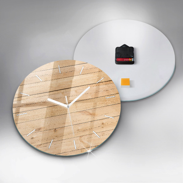 Horloge ronde planches de bois