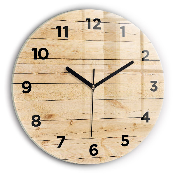 Horloge ronde planches de bois