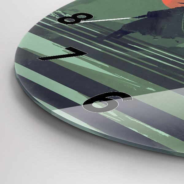 Horloge ronde Samouraï dans la forêt