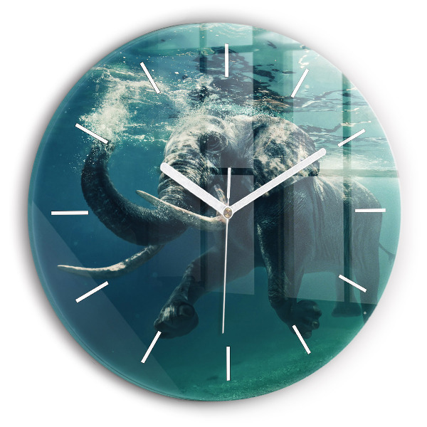 Horloge ronde 'Éléphant nageant dans l''océan'