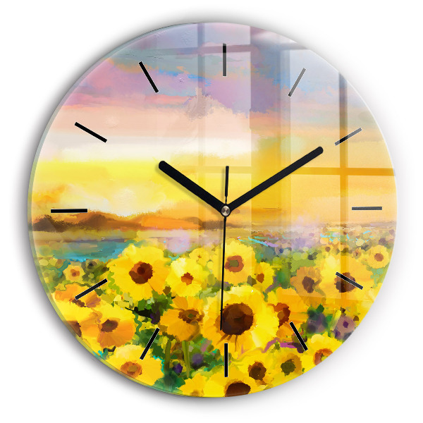 Horloge ronde Champ de tournesols