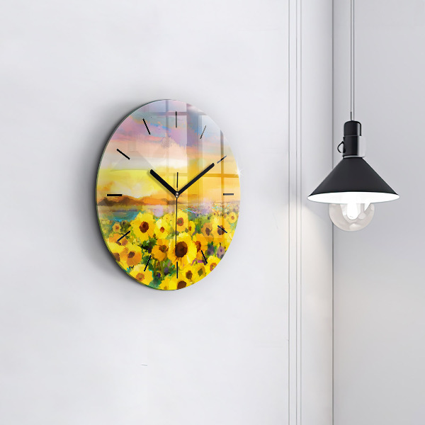 Horloge ronde Champ de tournesols