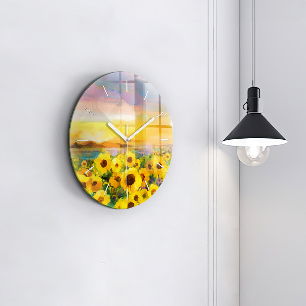 Horloge ronde Champ de tournesols