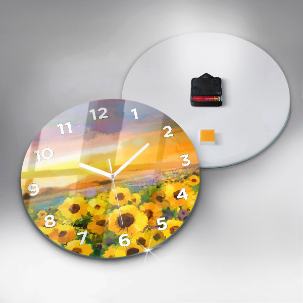 Horloge ronde Champ de tournesols