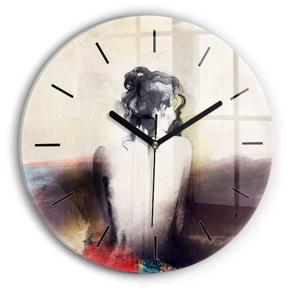 Horloge ronde 'Portrait abstrait d''une femme'