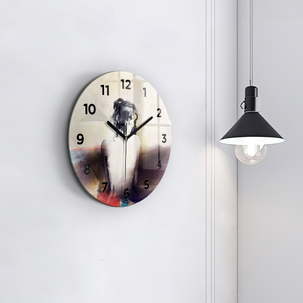 Horloge ronde 'Portrait abstrait d''une femme'