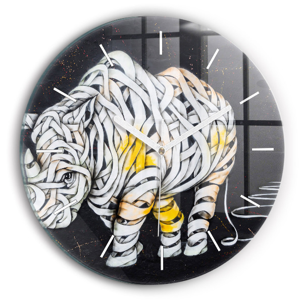 Horloge ronde Rhinocéros abstrait