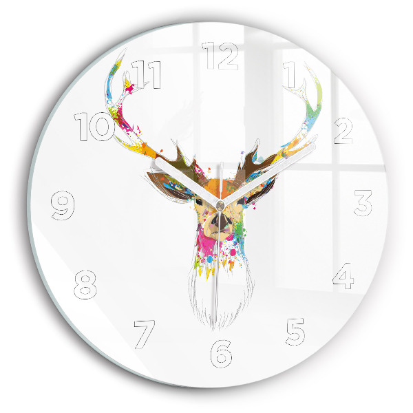 Horloge ronde Tête de cerf colorée