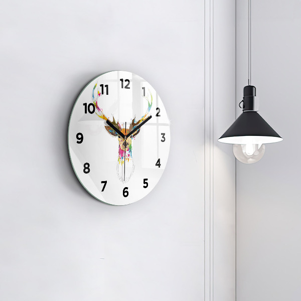 Horloge ronde Tête de cerf colorée