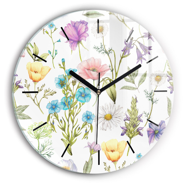Horloge ronde Composition florale