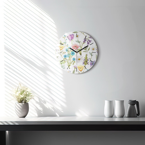 Horloge ronde Composition florale