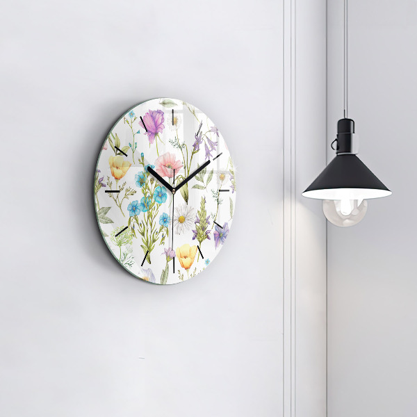 Horloge ronde Composition florale