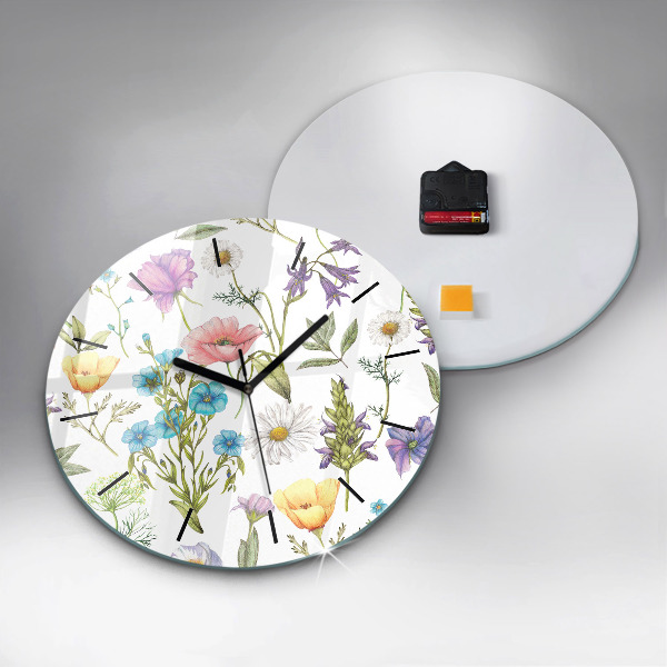 Horloge ronde Composition florale