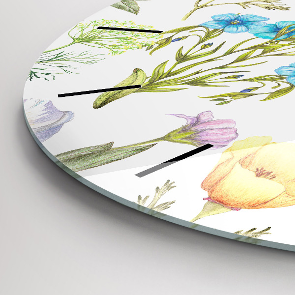 Horloge ronde Composition florale