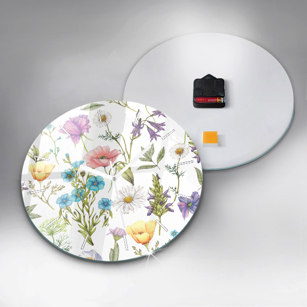 Horloge ronde Composition florale